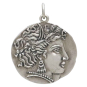 Sterling Silver Goddess Demeter Coin Pendant Front View