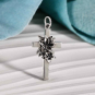 Sterling Silver Cross with Lily Flowers Charm 29x14mm