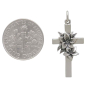 Sterling Silver Cross with Lily Flowers Charm