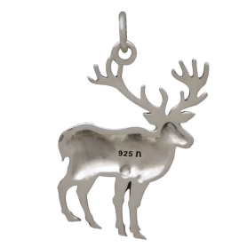 Sterling Silver Dimensional Elk Charm Back View