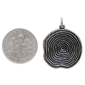 Sterling Silver Tree Growth Ring Pendant with Dime
