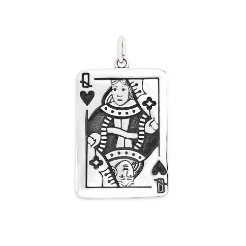 Nina Designs Sterling Silver Queen Playing Card Pendant
