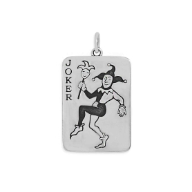 Sterling Silver Joker Playing Card Pendant 29x16mm