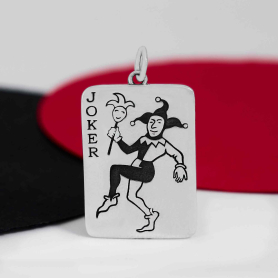 Sterling Silver Joker Playing Card Pendant