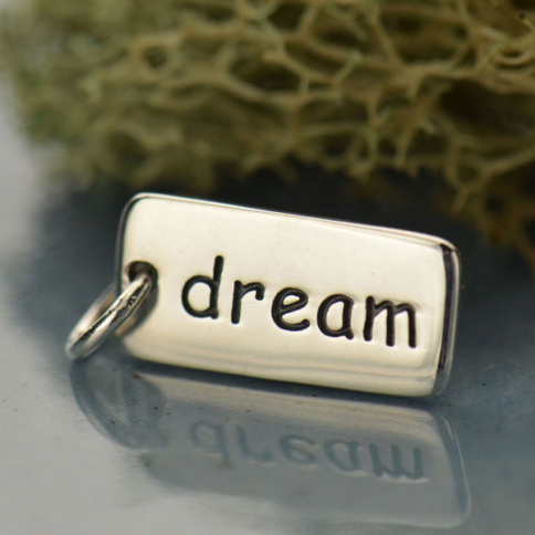 Sterling Silver Word Charm - Dream 18x7mm