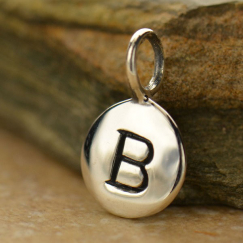 Sterling Silver Letter Charms - Initial B 13x8mm