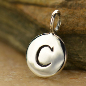 Sterling Silver Letter Charms - Initial C 13x8mm