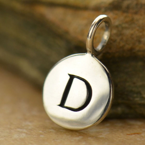 Sterling Silver Letter Charms - Initial D 13x8mm