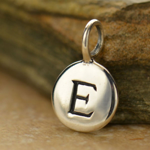 Sterling Silver Letter Charms - Initial E 13x8mm