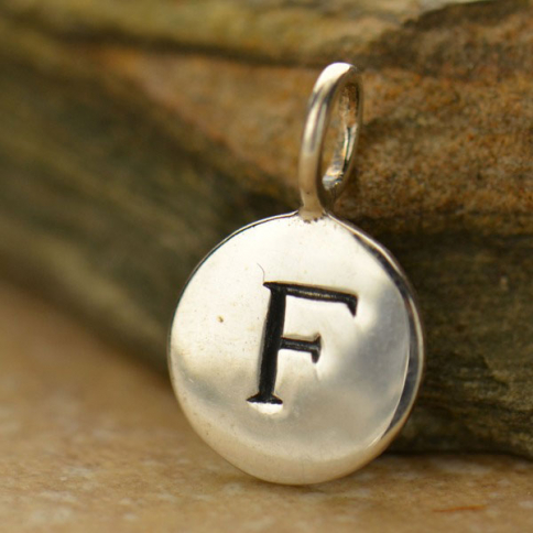 Sterling Silver Letter Charms - Initial F 13x8mm