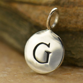 Sterling Silver Letter Charms - Initial G 13x8mm