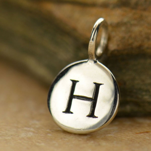 Sterling Silver Letter Charms - Initial H 13x8mm