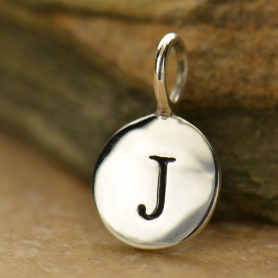 Sterling Silver Letter Charms - Initial J 13x8mm