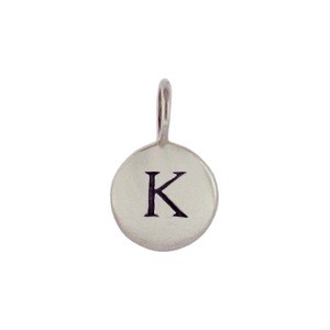 Sterling Silver Letter Charms - Initial K 13x8mm