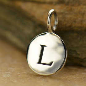 Sterling Silver Letter Charms - Initial L 13x8mm