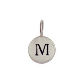 Sterling Silver Letter Charms - Initial M 13x8mm
