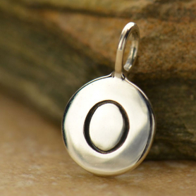 Sterling Silver Letter Charm - Initial O 13x8mm
