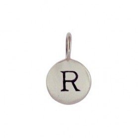 Sterling Silver Letter Charm - Initial R 13x8mm
