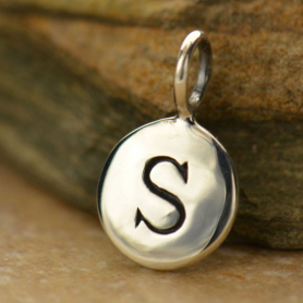Sterling Silver Letter Charm - Initial S 13x8mm