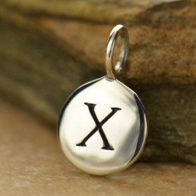 Sterling Silver Letter Charm - Initial X 13x8mm