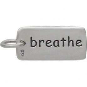 Sterling Silver Word Charm - Breathe 18x7mm