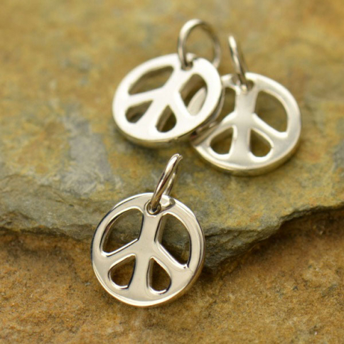 Sterling Silver Peace Charm - Small 12x9mm