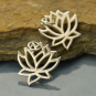 Sterling Silver Lotus Charm - Medium 18x15mm