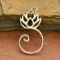 Sterling Silver Lotus Charm Holder 28x14mm