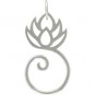 Sterling Silver Lotus Charm Holder 28x14mm