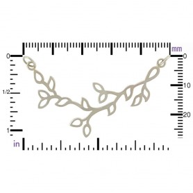 Sterling Silver Branch with Leaves Pendant Festoon 27x51mm