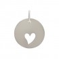 Sterling Silver Round Charm with One Heart Cutout 16x12mm