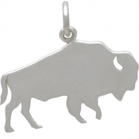 Sterling Silver Buffalo Charm - Stamping Blank 17x21mm
