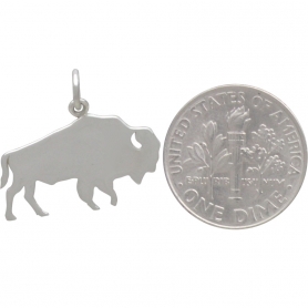 Sterling Silver Buffalo Charm - Stamping Blank 17x21mm