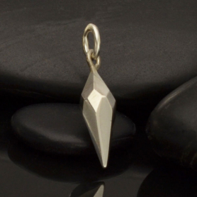 Sterling Silver Small Faceted Spike Charm 21x5mm