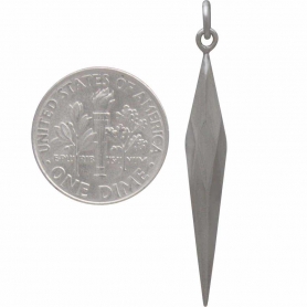 Sterling Silver Large Faceted Spike Pendant 40x5mm