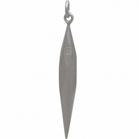 Sterling Silver Large Faceted Spike Pendant 40x5mm