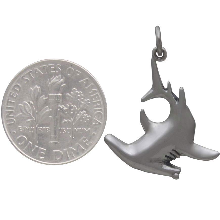 Sterling Silver Hammerhead Shark Charm 26x19mm