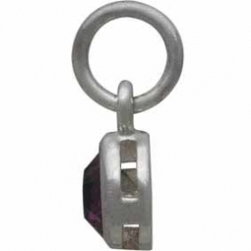 Sterling Silver Crystal Birthstone Charm -February 11x5mm
