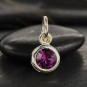 Sterling Silver Crystal Birthstone Charm -February 11x5mm