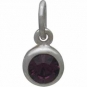 Sterling Silver Crystal Birthstone Charm -February 11x5mm