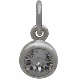 Sterling Silver Crystal Birthstone Charm - April 11x5mm
