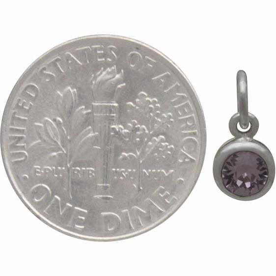 Sterling Silver Crystal Birthstone Charm - June 11x5mm