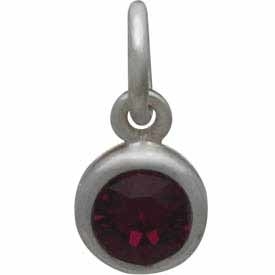Sterling Silver Crystal Birthstone Charm - July 11x5mm