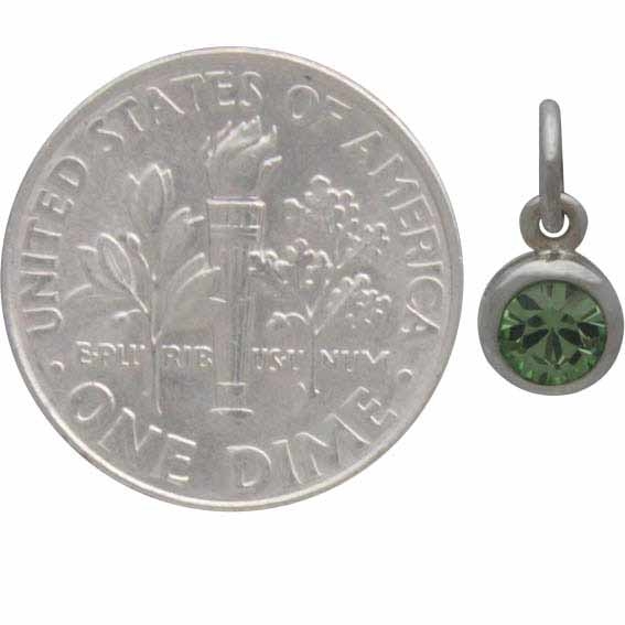 Sterling Silver Crystal Birthstone Charm - August 11x5mm