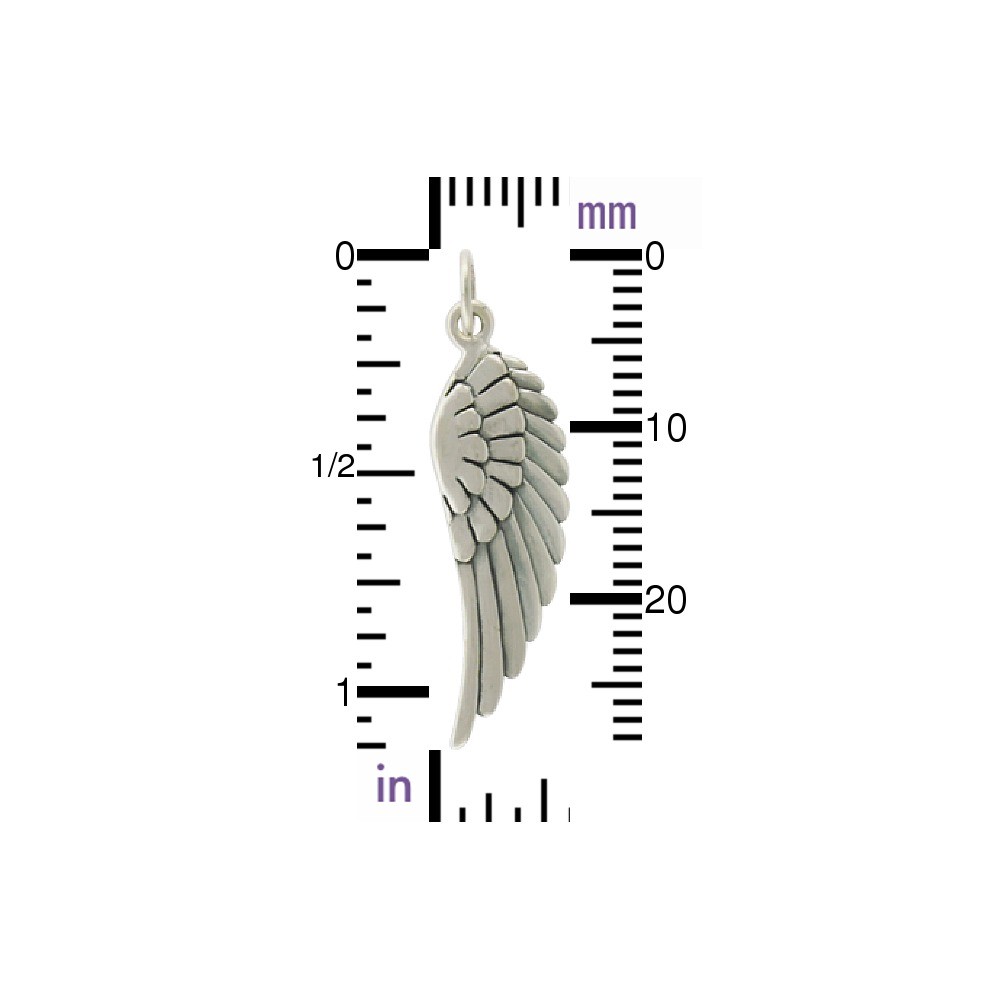 Sterling Silver Angel Wing Charm Right Side 28x9mm