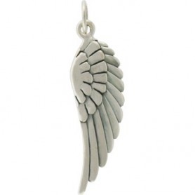 Sterling Silver Angel Wing Charm Right Side 28x9mm