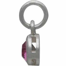 Sterling Silver Crystal Birthstone Charm - October 11x5mm