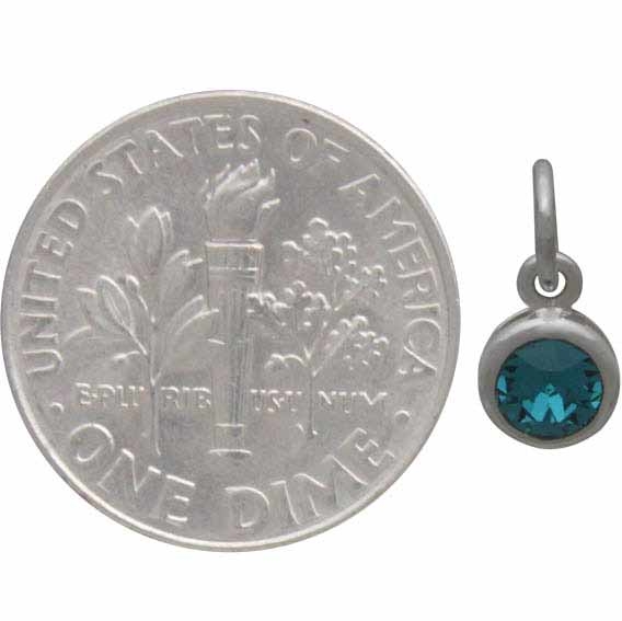 Sterling Silver Crystal Birthstone Charm -December 11x5mm