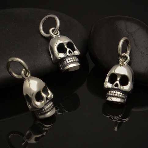 Sterling Silver Small Skull Charm 14x6mm