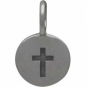 Sterling Silver Cross Charm on a Disk 13x8mm